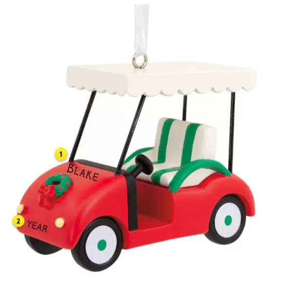 Fashion Hallmark Personalized Golf Cart Ornament With Wreath