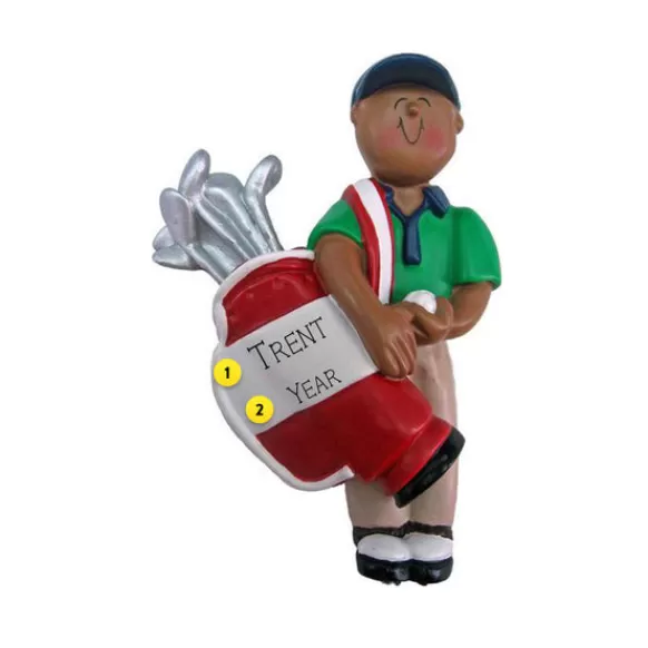 Online Ornament Central Personalized Golfer Ornament - African American Male