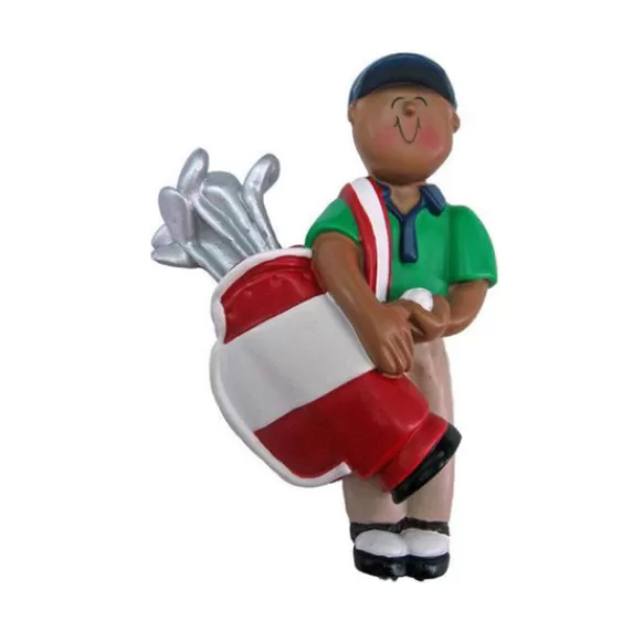 Online Ornament Central Personalized Golfer Ornament - African American Male