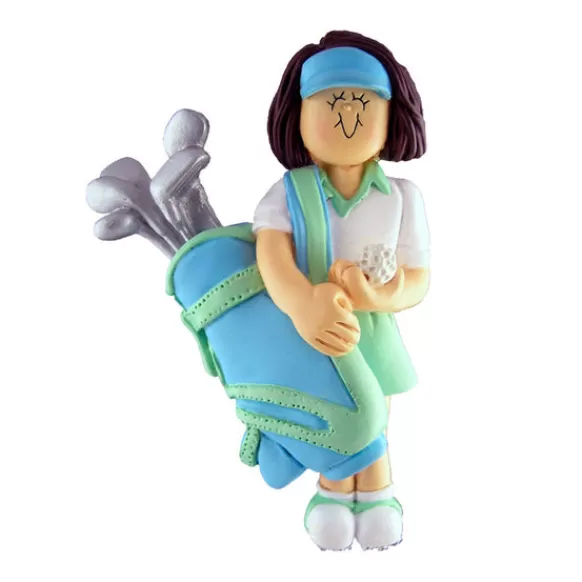 Flash Sale Ornament Central Personalized Golfer Ornament - Female, Brown Hair
