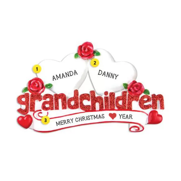 Flash Sale Personalized Grandchildren Ornament With 2 Hearts Family Members