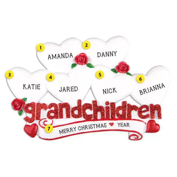 Flash Sale Personalized Grandchildren Ornament With 6 Hearts Family Members