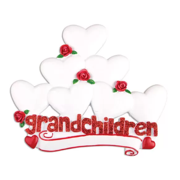 New Personalized Grandchildren Ornament With 7 Hearts Family Members
