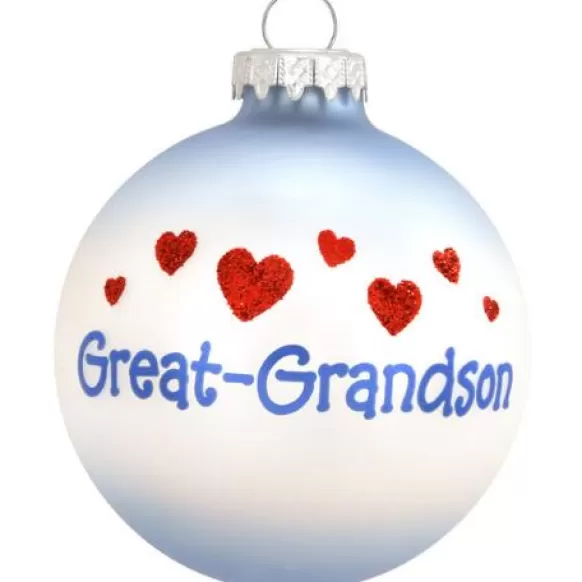 New Personalized Great-Grandson Glass Ornament Family Members