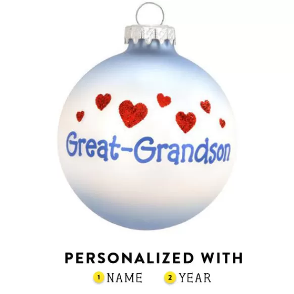 New Personalized Great-Grandson Glass Ornament Family Members