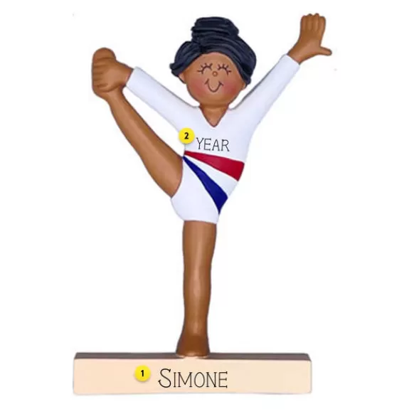 Sale Ornament Central Personalized Gymnast Ornament - Female, Black Hair