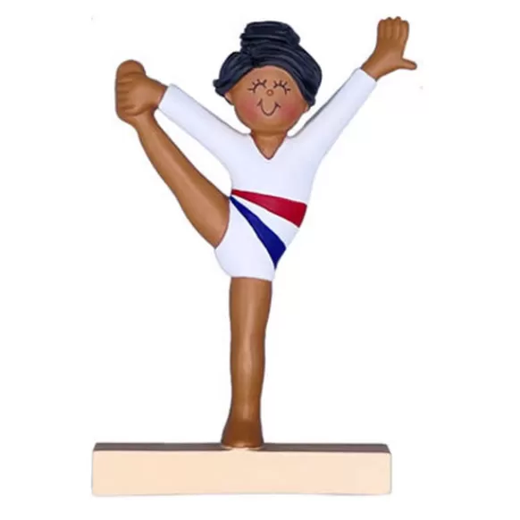 Sale Ornament Central Personalized Gymnast Ornament - Female, Black Hair