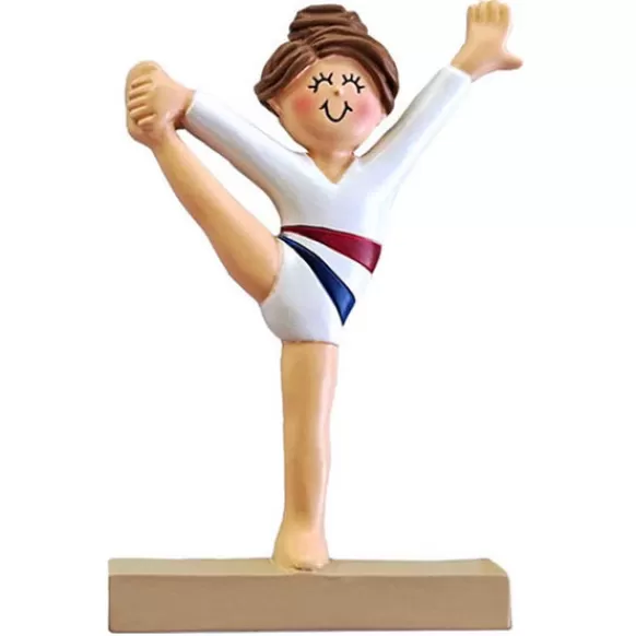 Cheap Ornament Central Personalized Gymnast Ornament - Female, Brunette Hair