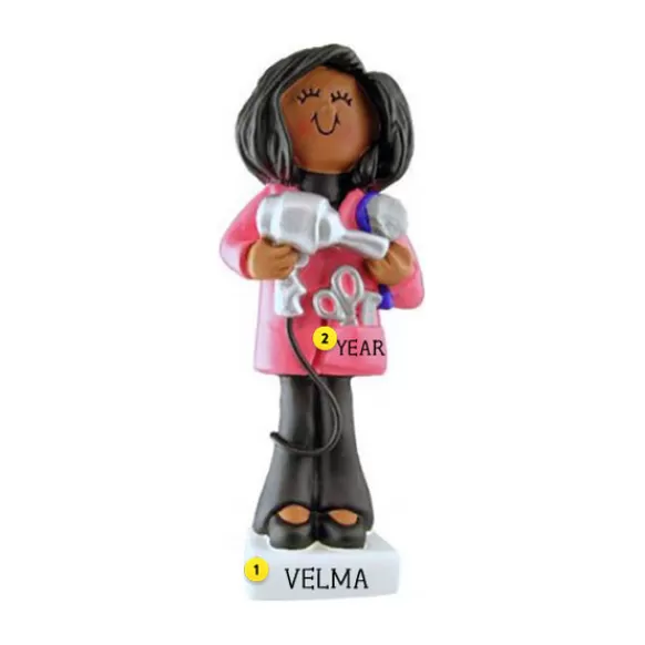 Sale Ornament Central Personalized Hairdresser Ornament - African-American - Female