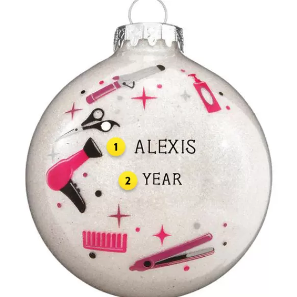 New Bronners Personalized Hairstyling Glass Ornament
