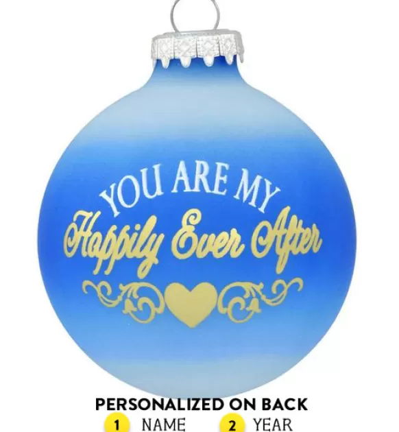 Discount Personalized Happily Ever After Glass Ornament Engaged, Wedding, & Anniversary