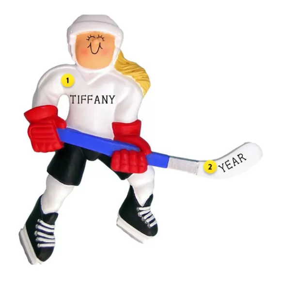 Online Ornament Central Personalized Hockey Player Ornament - Female Blonde