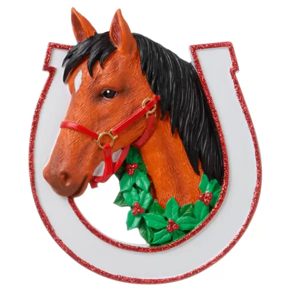 New Personalized Horse In Horseshoe Ornament Animals