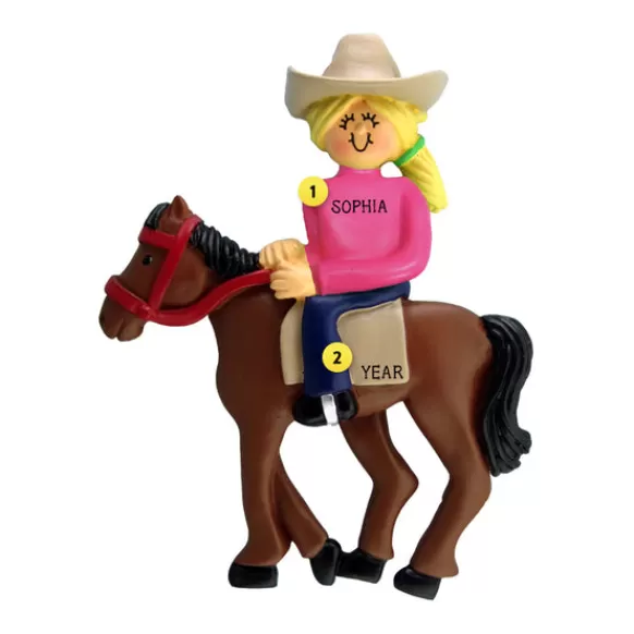 Shop Personalized Horseback Riding Ornament - Female, Blonde Hair Horse & Farm