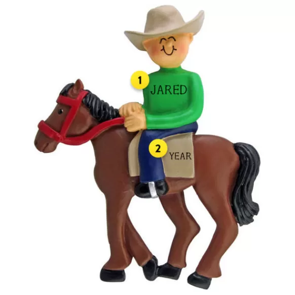 New Personalized Horseback Riding Ornament - Male Animals