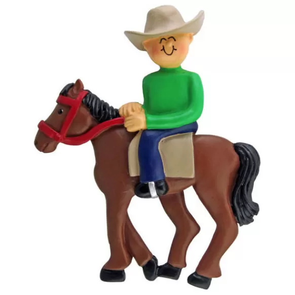New Personalized Horseback Riding Ornament - Male Animals