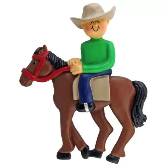 Discount Ornament Central Personalized Horseback Riding Ornament - Male
