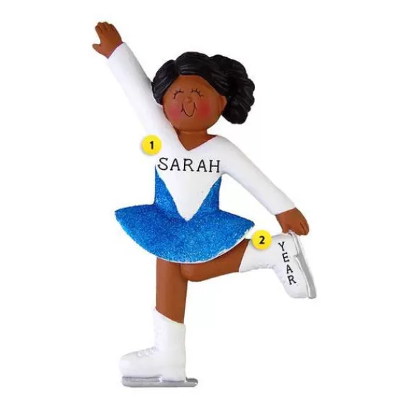 Online Ornament Central Personalized Ice Skating Ornament - African-American Female