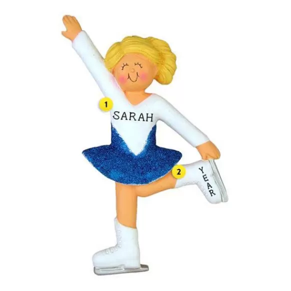 Online Ornament Central Personalized Ice Skating Ornament - Female, Blonde Hair