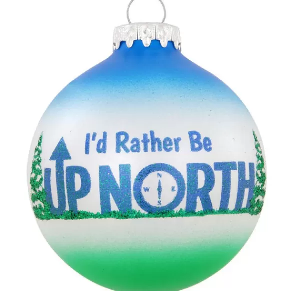 Discount Bronners Personalized I'D Rather Be Up North Glass Ornament