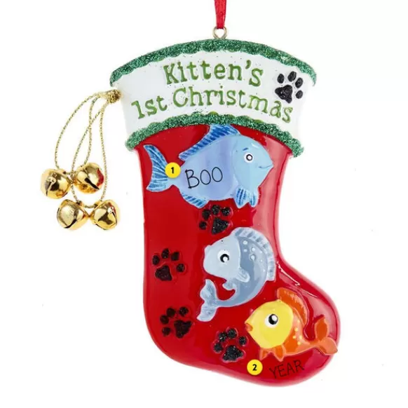 Cheap Kurt Adler Personalized Kitten's 1St Christmas Stocking Ornament
