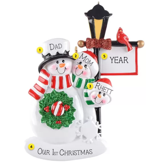 New Rudolph & Me Personalized Lamppost Snow Family Of 3 Ornament