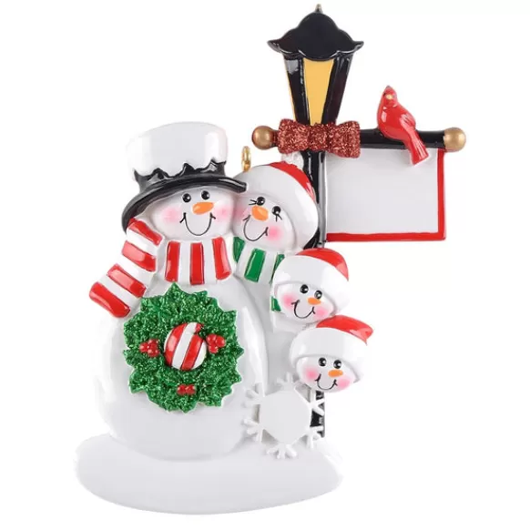 Online Rudolph & Me Personalized Lamppost Snow Family Of 4 Ornament
