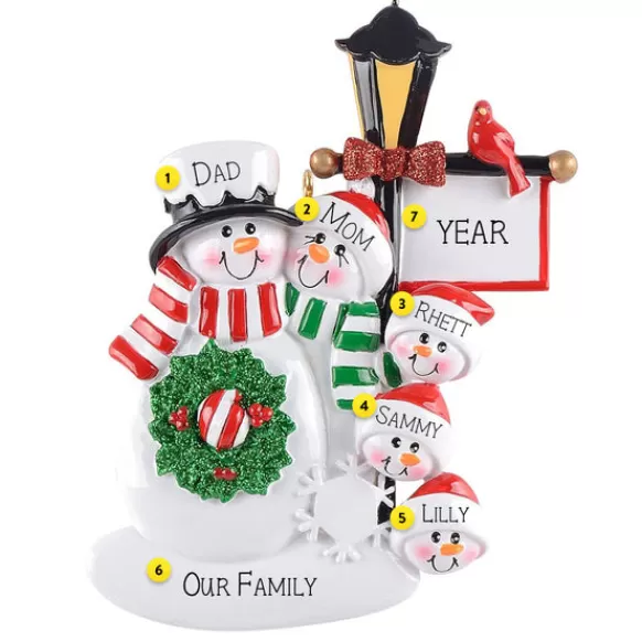 Sale Rudolph & Me Personalized Lamppost Snow Family Of 5 Ornament
