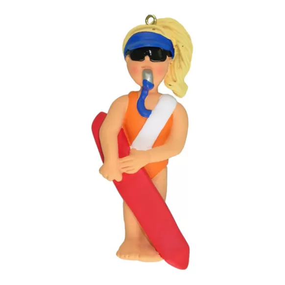 Fashion Ornament Central Personalized Lifeguard Ornament - Female, Blonde Hair