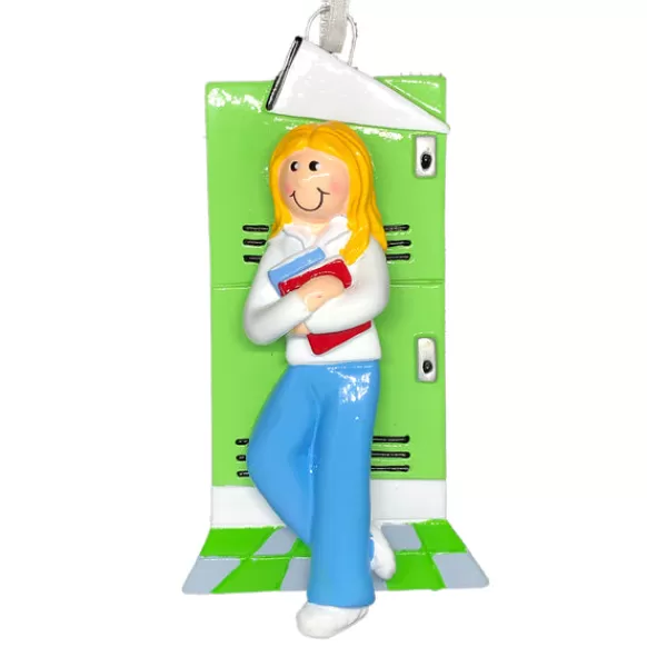 Online Personalized Locker Ornament - Female, Blonde Hair School Days