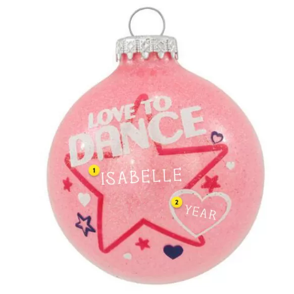 Store Bronners Personalized Love To Dance Pink Glass Ornament