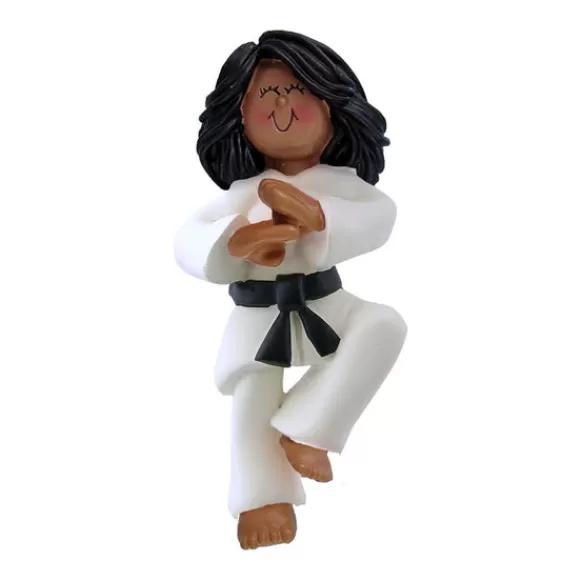 Clearance Ornament Central Personalized Martial Arts Ornament - African-American Female