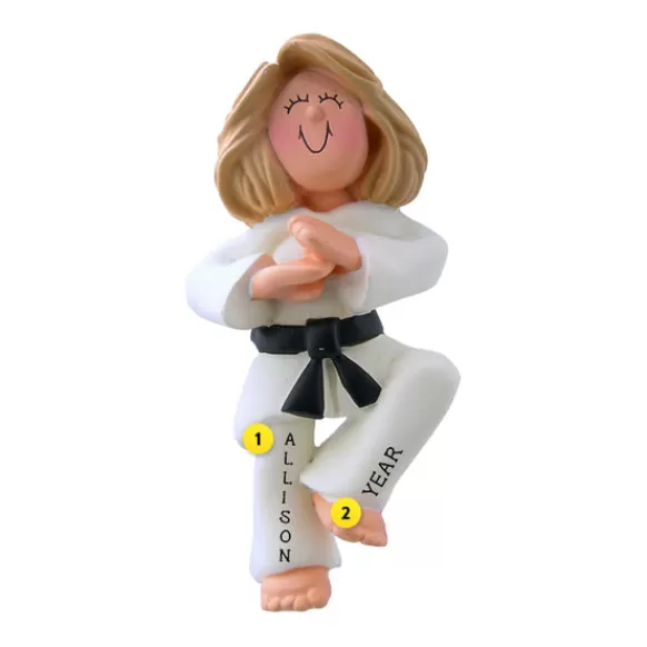 Clearance Ornament Central Personalized Martial Arts Ornament - Female, Blonde Hair