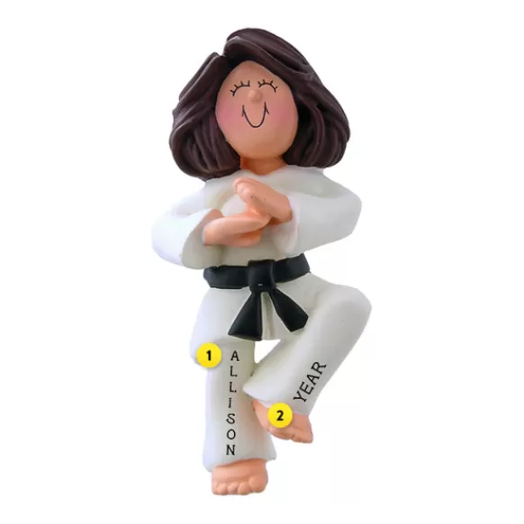 Shop Ornament Central Personalized Martial Arts Ornament - Female, Brown Hair