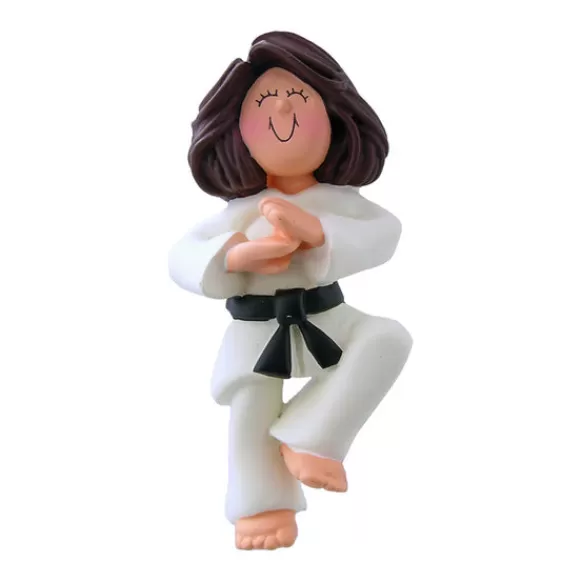 Shop Ornament Central Personalized Martial Arts Ornament - Female, Brown Hair