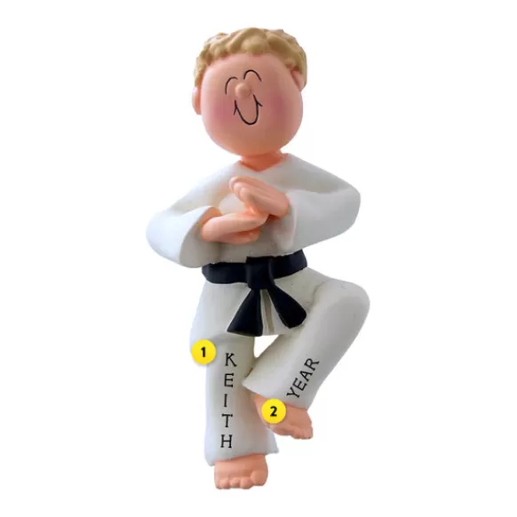 Store Ornament Central Personalized Martial Arts Ornament - Male, Blonde Hair