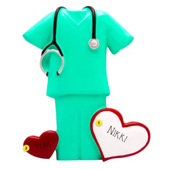 Discount PolarX Personalized Medical/Nurse Scrubs Ornament - Green