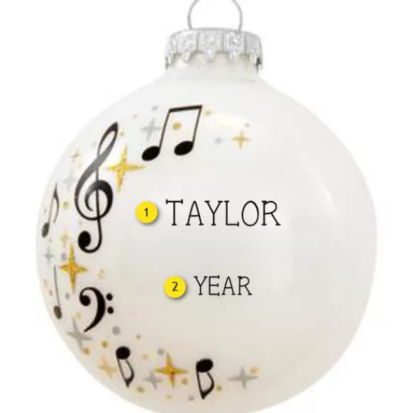 Cheap Personalized Music Swirl Glass Ornament Music
