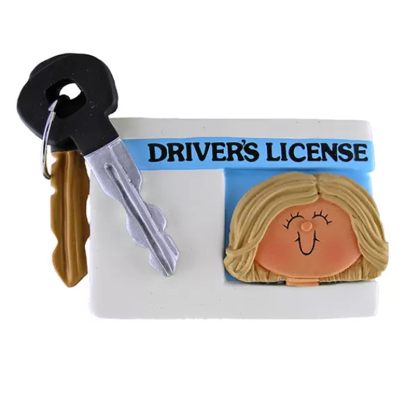 New Personalized New Driver's License Ornament - Female, Blonde Hair New Drivers