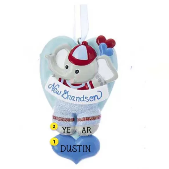 Store Personalized New Granddaughter/ Grandson Elephant Ornament Expecting & New Family