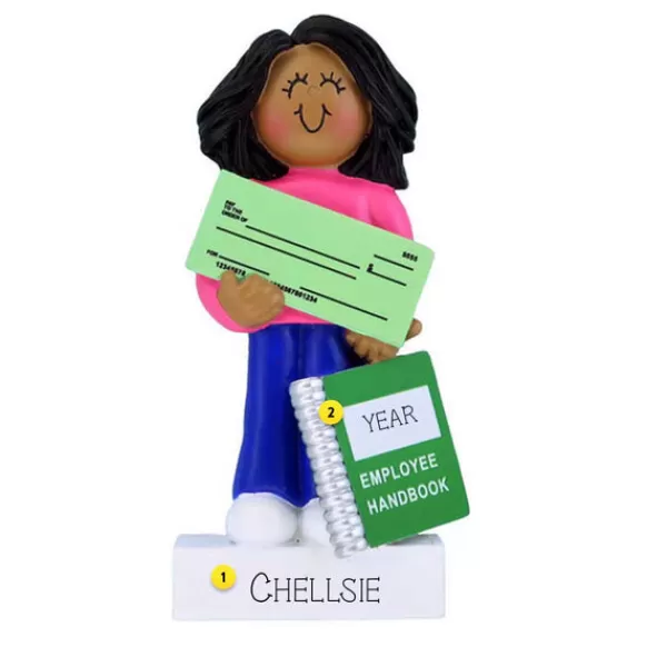 Flash Sale Ornament Central Personalized New Job Ornament - Female, Black Hair