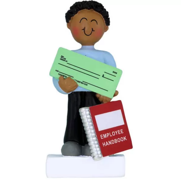 Discount Ornament Central Personalized New Job Ornament - Male, Black Hair