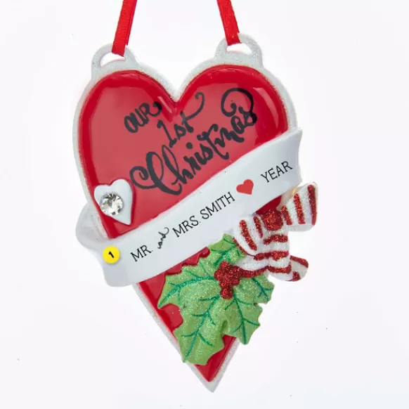 Flash Sale Personalized Our First Christmas Heart Ornament Couples