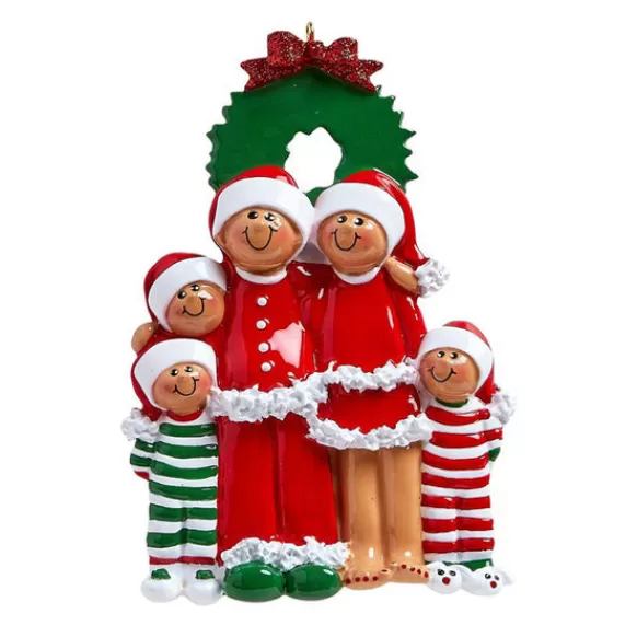 Fashion Rudolph & Me Personalized Pajama Family Of 5 African American Ornament