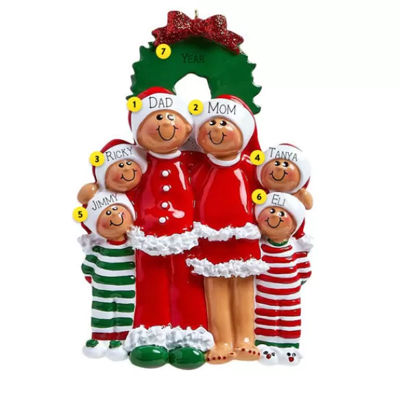 Cheap Rudolph & Me Personalized Pajama Family Of 6 African American Ornament