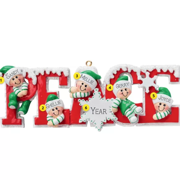 Flash Sale Rudolph & Me Personalized Peace Family Of 5 Ornament