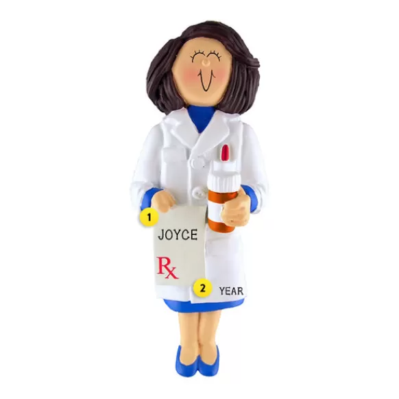 Flash Sale Ornament Central Personalized Pharmacist Ornament - Female, Brown Hair