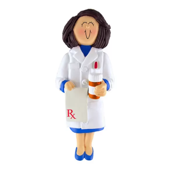 Flash Sale Ornament Central Personalized Pharmacist Ornament - Female, Brown Hair