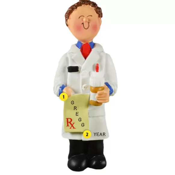 Cheap Ornament Central Personalized Pharmacist Ornament - Male, Brown Hair