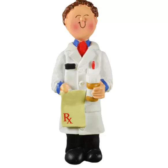 Cheap Ornament Central Personalized Pharmacist Ornament - Male, Brown Hair